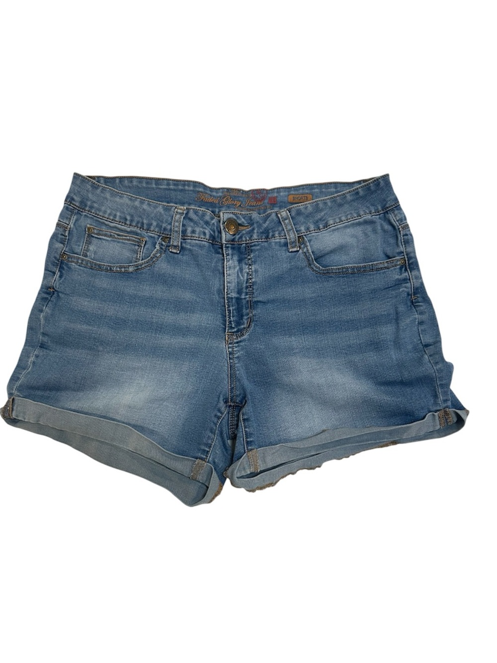 Faded Glory Light Blue Rolled Hem Denim Shorts (stretchy)